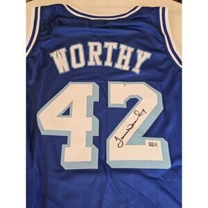 James Worthy Autographed/Signed Jersey Blue Custom Jersey Big Game James
